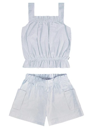 Malwee Kids - Conjunto Azul Claro Anarruga Listrado Cropped - MALWEE KIDS