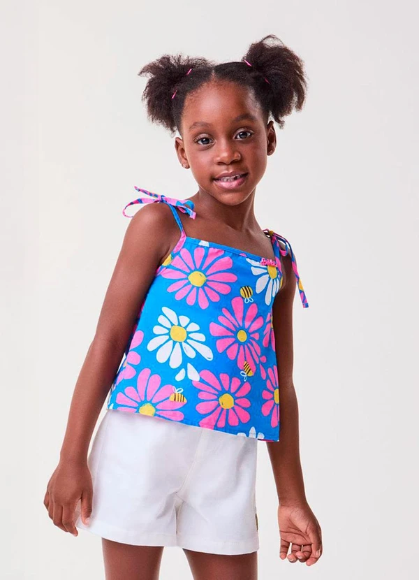 Bimbi - Conjunto Azul Floral com Abelhinhas Azul