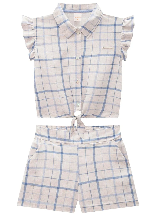 Carinhoso - Conjunto Azul Listrado com Amarração Menina 2