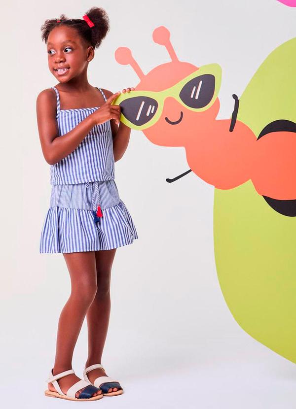 Bimbi - Conjunto Azul Listrado com Tassel Azul 2