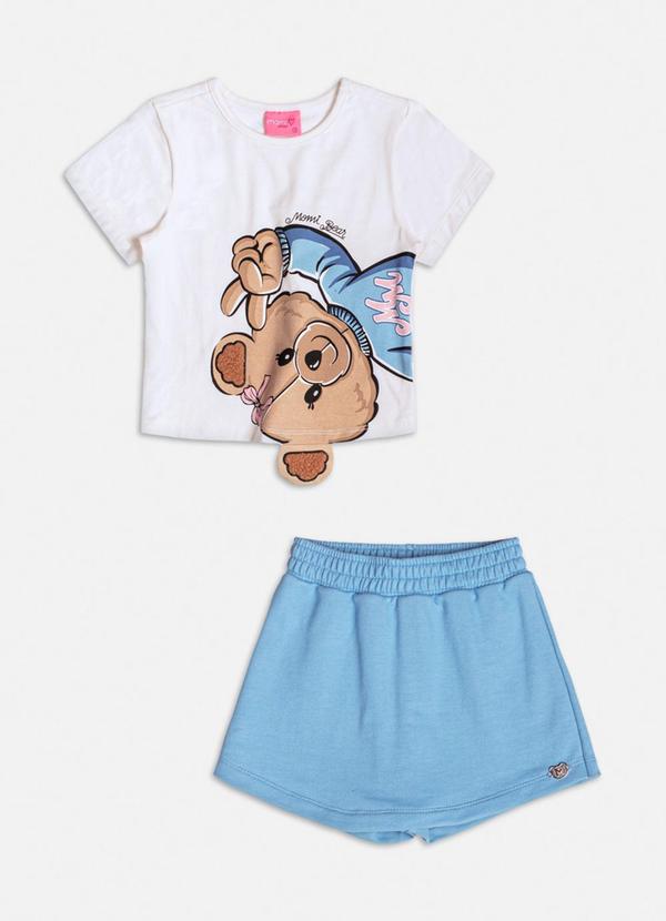 Momi - Conjunto Azul Manga Curta de Ursinha Azul