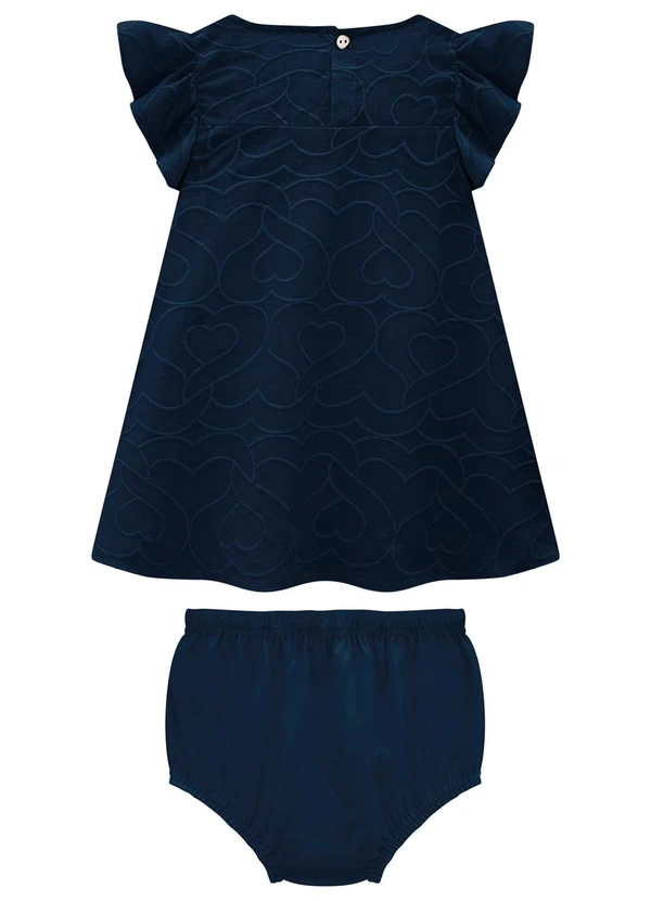 Carinhoso - Conjunto Azul Marinho Bordado com Laço Menina 3