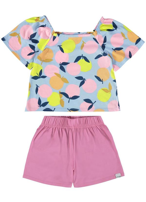 Malwee Kids - Conjunto Azul Pastel Bata Laranjas 4