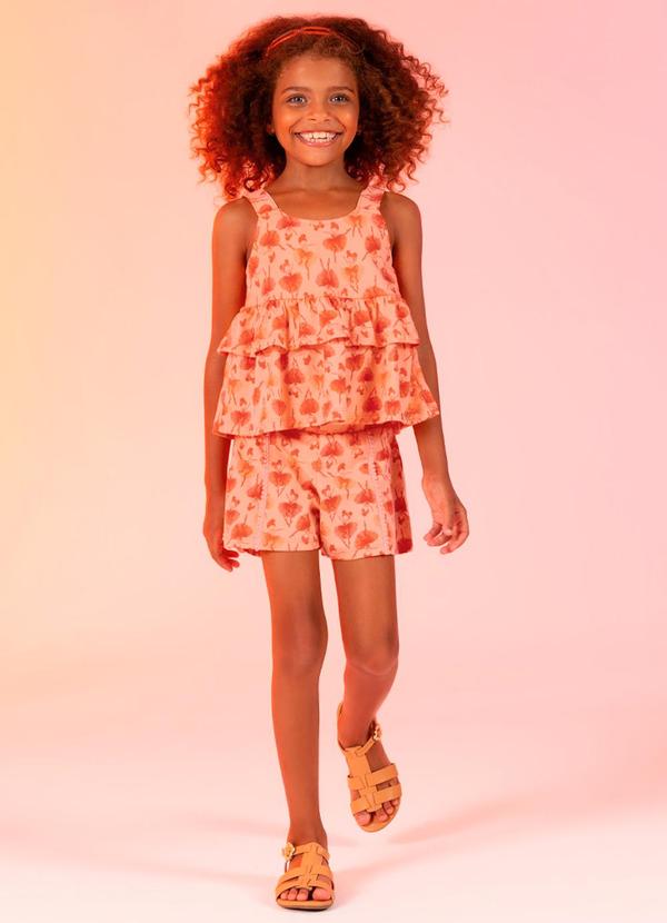 Cativa Kids - Conjunto Babados Estampadoo Laranja