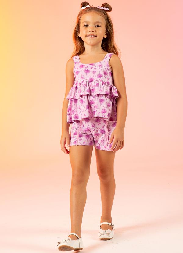 Cativa Kids - Conjunto Babados Estampadoo Lilás