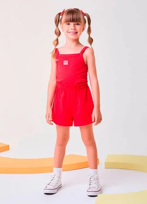Bimbi - Conjunto Básico Canelado Vermelho Vermelho - BIMBI