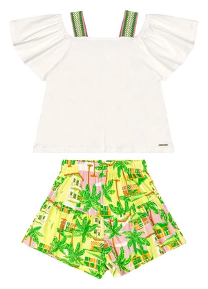 Quimby - Conjunto Bata Algodão Short Branco - QUIMBY