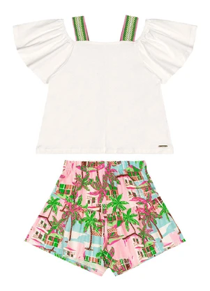 Quimby - Conjunto Bata Algodão Short Branco - QUIMBY