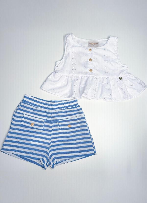 Pokótinha - Conjunto Bata Bordado e Shorts Touch Branco 1