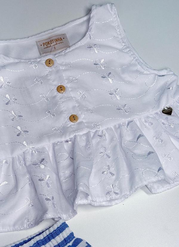 Pokótinha - Conjunto Bata Bordado e Shorts Touch Branco 2