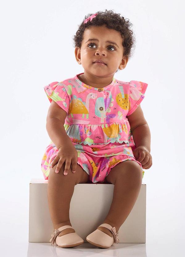 Up Baby - Conjunto Bata Calcinha Dinossauros Rosa