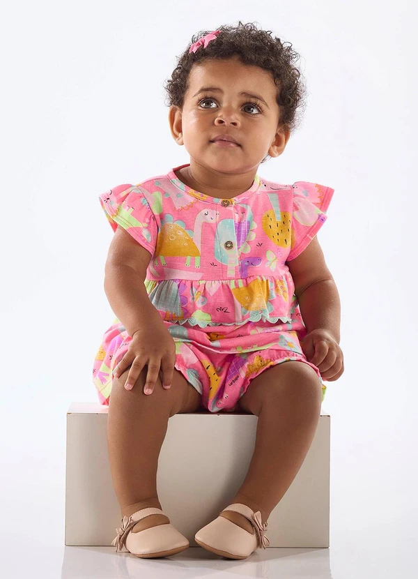 Up Baby - Conjunto Bata Calcinha Dinossauros Rosa 1