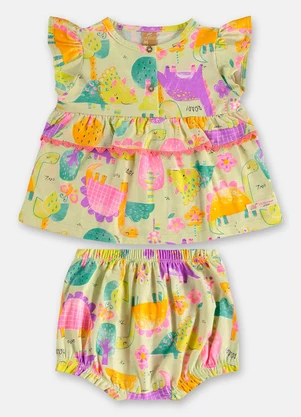 Up Baby - Conjunto Bata Calcinha Dinossauros Verde - UP BABY