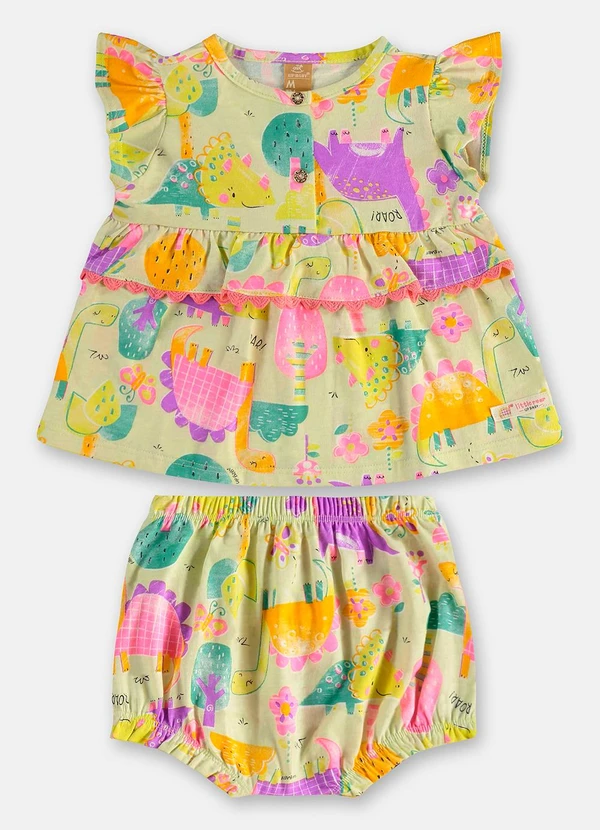 Up Baby - Conjunto Bata Calcinha Dinossauros Verde 1