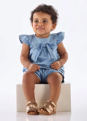 Up Baby - Conjunto Bata Calcinha Jeans Azul - UP BABY