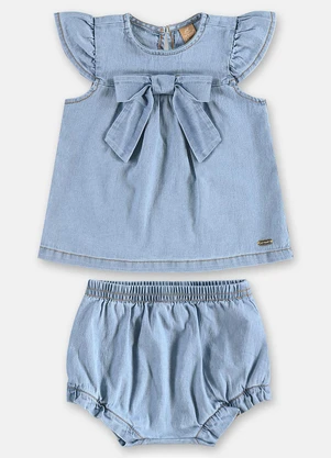 Up Baby - Conjunto Bata Calcinha Jeans Azul - UP BABY