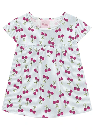 Duduka - Conjunto Bata Cereja Listras e Bermuda  Rosa - DUDUKA