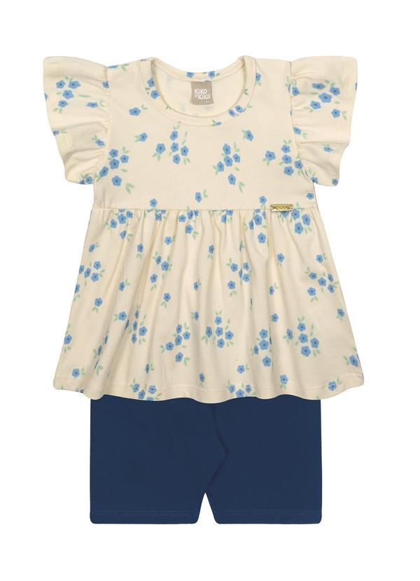 Kiko e Kika - Conjunto Bata e Bermuda Ciclista Bege