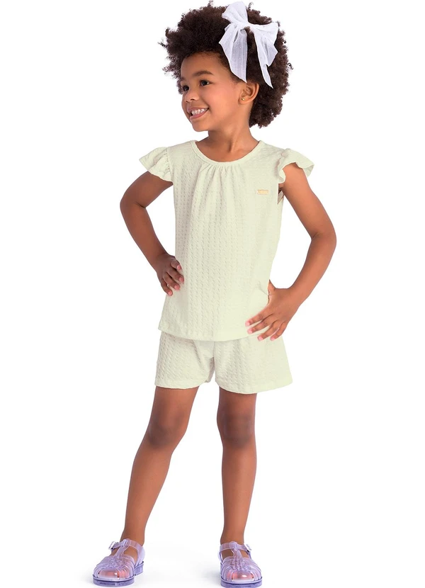 Duduka - Conjunto Bata com Plaquinha e Short Bege