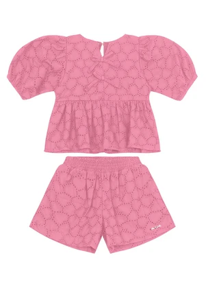 Trick Nick - Conjunto Bata com Short em Viscose Khyar Rosa - TRICK NICK