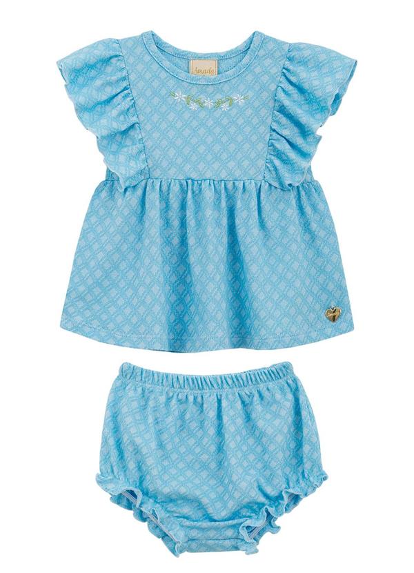 Amada - Conjunto Bata e Calcinha em Malha Enlace Azul
