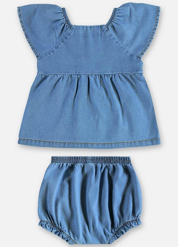 Up Baby - Conjunto Bata e Calcinha Jeans Bebê Azul 3