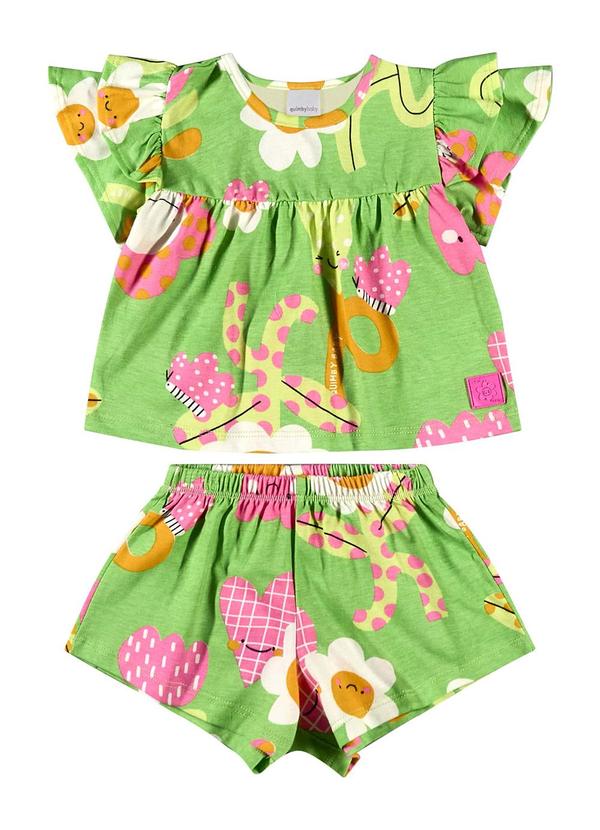 Quimby - Conjunto Bata e Short Bebê Menina Verde 2