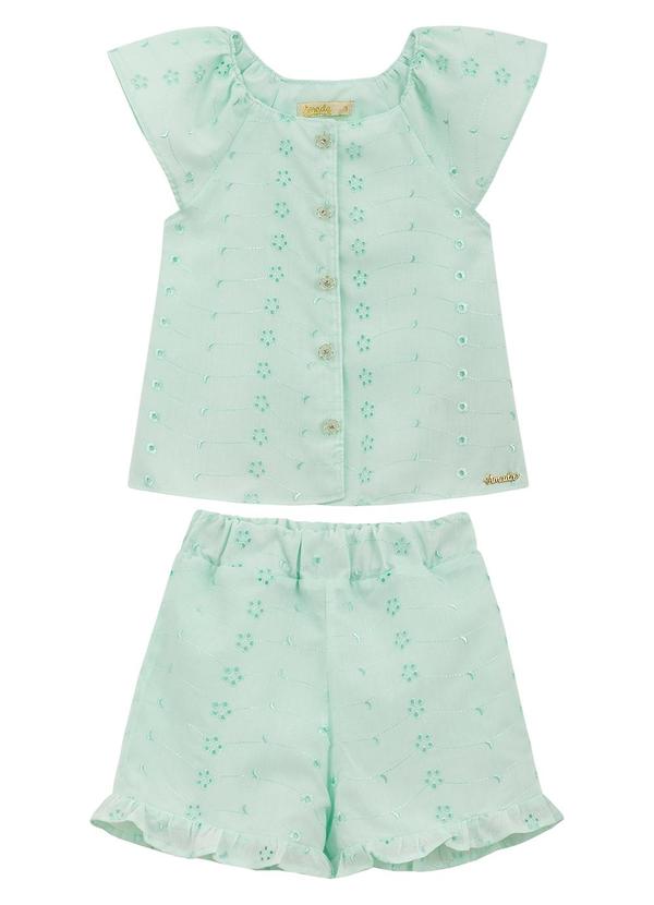 Amada - Conjunto Bata e Short Bordado Verde