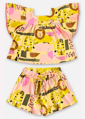 Up Baby - Conjunto Bata e Short Infantil Bege - UP BABY