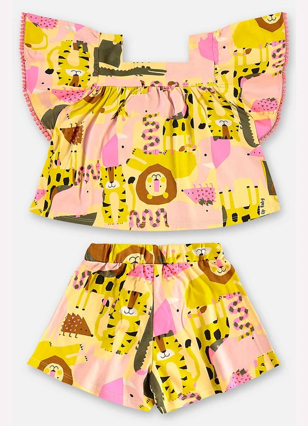 Up Baby - Conjunto Bata e Short Infantil Bege 3