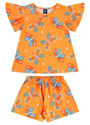 Bee Loop - Conjunto Bata e Short Menina Amarelo - BEE LOOP