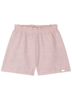 Milli e Nina - Conjunto Bata e Shorts em Sarja Maquinetada Bege - MILLI E NINA