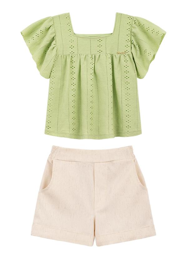 Amada - Conjunto Bata em Malha Laise e Short Verde