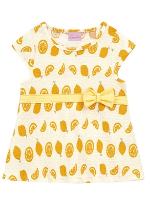 Duduka - Conjunto Bata Estampa Limão  e Short Bege - DUDUKA