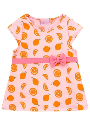 Duduka - Conjunto Bata Estampa Limão  e Short Rosa - DUDUKA