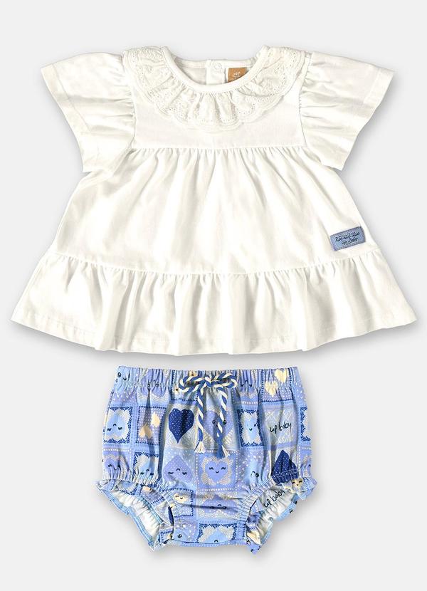 Up Baby - Conjunto Bata Flamê e Calcinha Bege