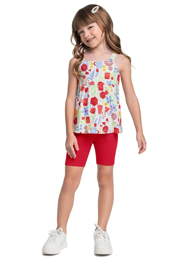 Bee Loop - Conjunto Bata Floral e Bermuda Bege
