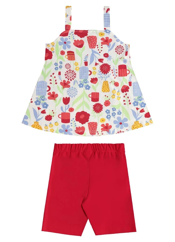 Bee Loop - Conjunto Bata Floral e Bermuda Bege 3