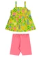 Bee Loop - Conjunto Bata Floral e Bermuda Bege - variação: Verde