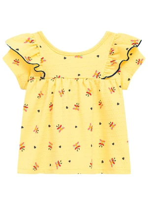 Duduka - Conjunto Bata Libélula e Bermuda  Amarelo - DUDUKA