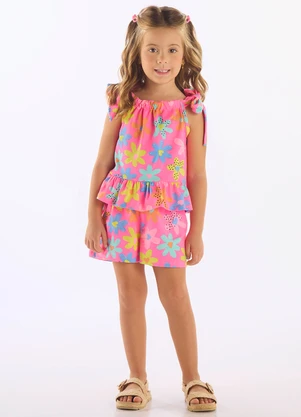 Up Baby - Conjunto Bata Short Algodão Rosa - UP BABY