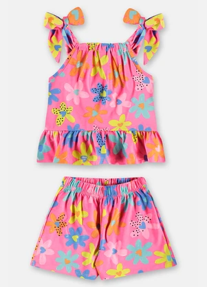 Up Baby - Conjunto Bata Short Algodão Rosa - UP BABY
