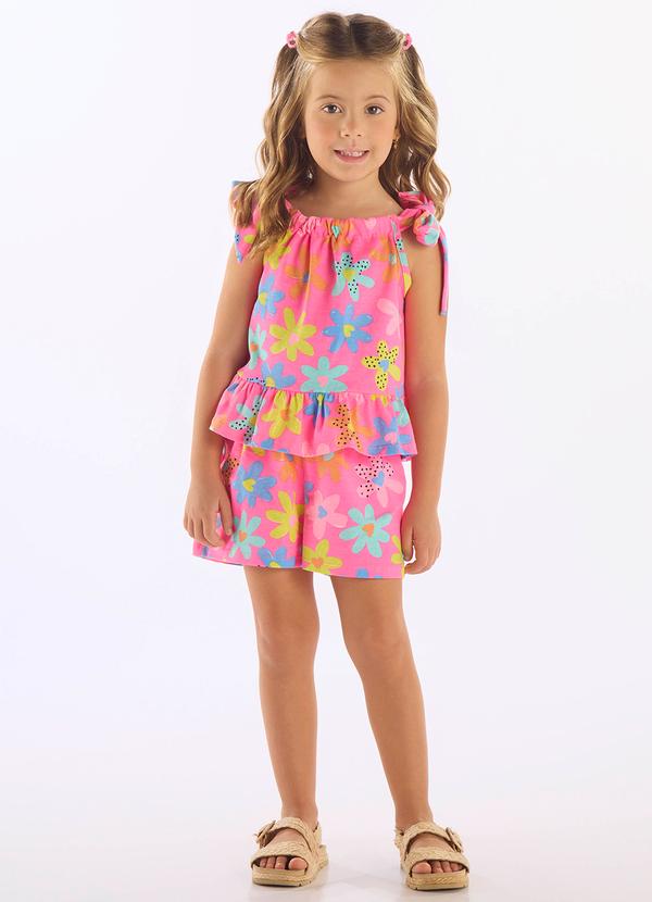 Up Baby - Conjunto Bata Short Algodão Rosa