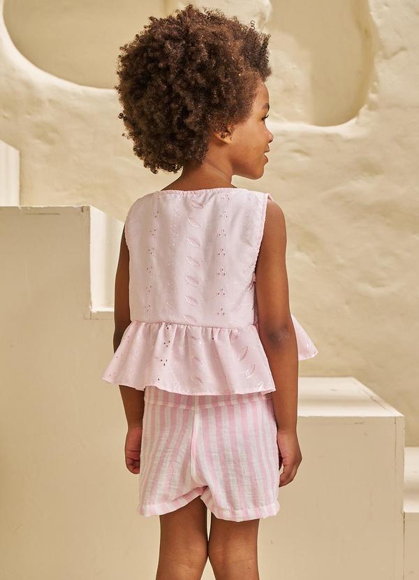 Pokótinha - Conjunto Bata Tecido Bordado e Shorts Touch Rosa 2