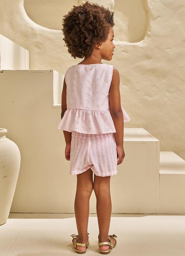 Pokótinha - Conjunto Bata Tecido Bordado e Shorts Touch Rosa 4