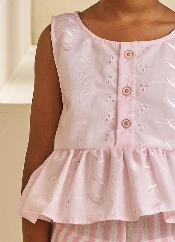 Pokótinha - Conjunto Bata Tecido Bordado e Shorts Touch Rosa 5