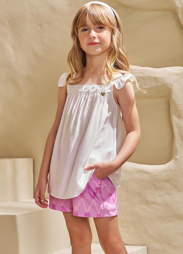 Pokótinha - Conjunto Bata Viscose e Short Bege