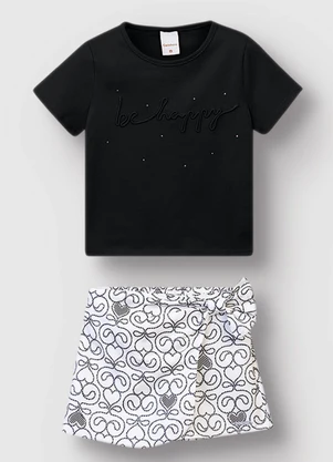 Carinhoso - Conjunto Be Happy Bordado Preto - CARINHOSO