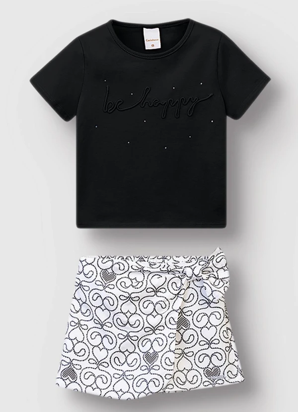 Carinhoso - Conjunto Be Happy Bordado Preto