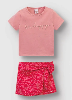 Carinhoso - Conjunto Be Happy Bordado Rosê - CARINHOSO